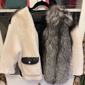New Real Fox Fur Jacket with leather interior